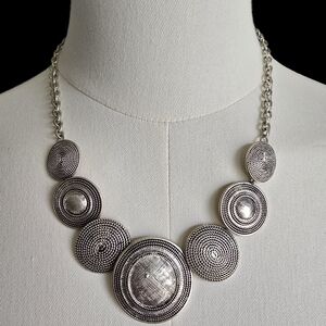 Dana Buchman Silver Concentric Disc Statement Necklace
